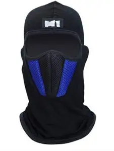 Sikander - Imported Unisex Full Face Cover Breathable Cotton Fabric and Spandex Ski Cover Balaclava Windproof Bike Face Mask for Bikers (Blue, Free Size)