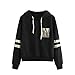 Produktbild Luckycat Frauen Langarm Streifen Kontrast Pailletten Kapuzen Sweatshirt Bluse Top Mode 2018