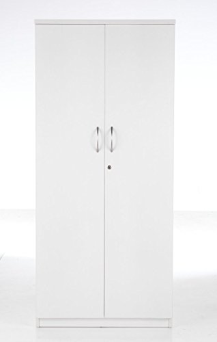 White High Office Cupboard, 1800mm High, Lockable Double Doors and 4 Shelves - Tall Office Cupboard From the Smart Office Furniture Range