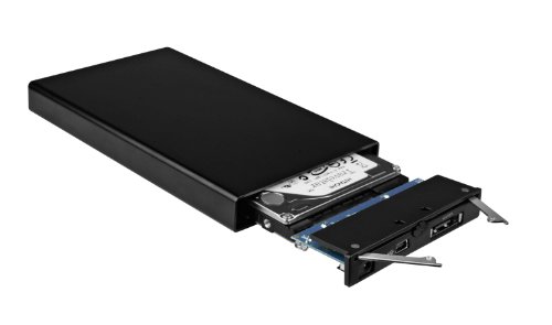 Icy Box IB-290StUS-B Externes Gehäuse für 2,5″ (6,35 cm) SATA HDD/SSD mit USB 2.0 & eSATA Anschluss, Aluminium, Kunstledertasche, schwarz - 4
