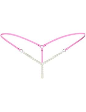 FasiCat Damen G-String Perlenstring Tangas Slip mit Perlenkette Dessous