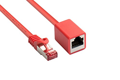 Good Connections Cat.6 Ethernet LAN Patchkabel-Verlängerung mit Rastnasenschutz RNS, S/FTP, PiMF, PVC, 250MHz, OFC, CU - Gigabit-fähig (10/100/1000-Base-T Ethernet Netzwerke) - rot, 10 m