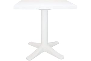 RESOL GRUPO RESOL Esculapi Mesa Terraza Cuadrada Exterior 70x70 | Mesa de Plástico para Patio, Jardín o Balcón | Protección UV Resistente a la Intemperie | 2/4 Personas - Color Blanca