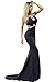 Produktbild Elegantes Abend- / Cocktail- / Ballkleid für Damen, lang, offener Rücken, Schwarz mit Glitzerverzierung, Größe 36-38
