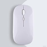 Apple Macbook İle Uyumlu Şarj Edilebilir Sessiz Mouse Bluetooth + 2.4Hz Wifi Kablosuz Mouse Fare Beyaz