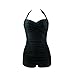 Janecrafts Women's Halter Neck Swimuits Rouched Bust Low Cut Jumpsuit Swim Suit Backless Swim Clothing