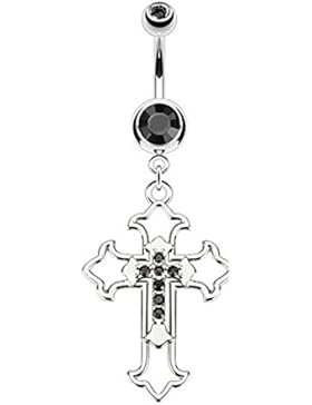 Paula & Fritz® Bauchnabelpiercing aus Edelstahl Chirurgenstahl 316L mit Anhäng...