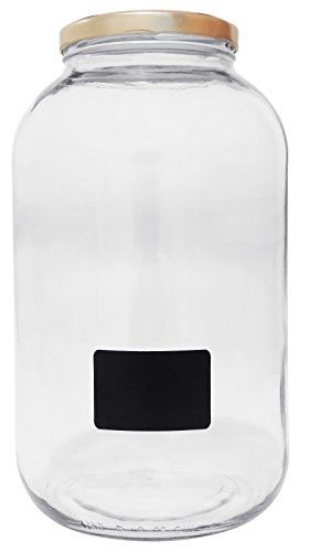 Viva Haushaltswaren #19665# Xxl Einmachglas 4250ml mit Schraubverschluss, Vorratsglas Glasdose inklusiv Beschriftungsetikett Vorratsdose, Glas, Transparent, 15.9 x 15.9 x 27.7 cm