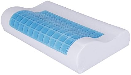Contour Memory Foam Pillow With Cooling Gel And Removable Cover - Prevents Back And Neck Pain - With Bamboo Washable Cover - For Back And Side Sleepers Against Cervical Pain And Sore Neck, size 49 cm x 30 cm x 10 cm (19.7" x 11.8" x 3.9" x 2.9") , White