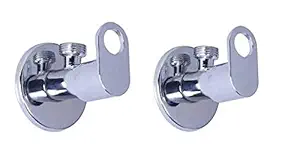 Ivaan Chrome Finish Fassio Angle Valve Stop Cock with Wall Flange -Set of 2