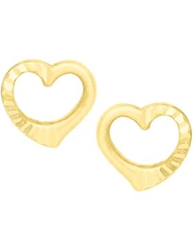 MyGold Herz Ohrstecker Stecker Ohrringe Gelbgold 333 Gold (8 Karat) Innen Offen 7mm x 7mm Herzchen Taufe Taufgeschenk...