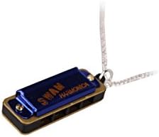 New Cute Swan Mini Harmonica 4 Hole 8 Tone Necklace Blue with Box
