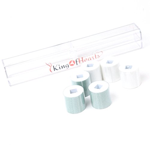 KingOfHearts Electric Nail File Replaceable Rollers - Replacement Roller Set include 3 Green Buffering Rollers and 3 White Polishing Rollers, For Replacing Only - Pack of 6