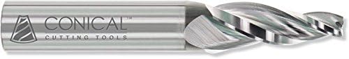 Conical Tool Company G-403 7.0° HSS Tapered End Mill - 3 Flute x 1/4'' Tip x 0.4342'' Large Diameter x 1/2'' Shank x 3/4'' Length of Cut x 3'' Overall Length