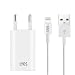 Produktbild LYOS [Ladeset 2 Meter für iPhone [USB Lightning Ladekabel und Netzteil] Ladegerät passend für iPhone X, Xs, Xr, 8, 8 Plus, 7, 7 Plus, 6, 6s, 6, SE, 5, 5s, iPod, iPad 4, Pro,Mini, 2 in weiß