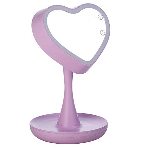 AIYA LED Miroir de Maquillage Rechargeable en Sept Couleurs Lampe de Table en Forme de Coeur Miroir Miroir Peigne Lampe de Table
