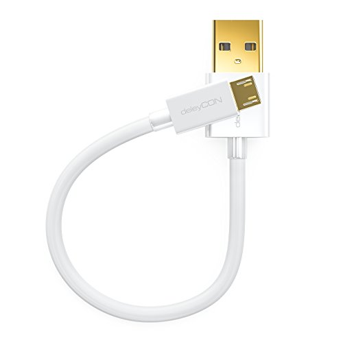 deleyCON Micro USB Kabel 0,15m / Ladekabel Datenkabel / Schnellladekabel für Smartphone / Tablet / PC / Laptop / Notebook – Weiß - 4