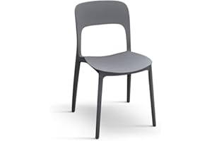 PAZZO DESIGN Sedia Luana, Set Da 4 Sedie, Grigio, Polipropilene, Cucina, Sala Da Pranzo, Giardino, Impilabili - id_1953