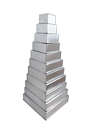 Euro Tins Molde Cuadrado para Tarta de Boda de 11 Pisos - Juego de 11