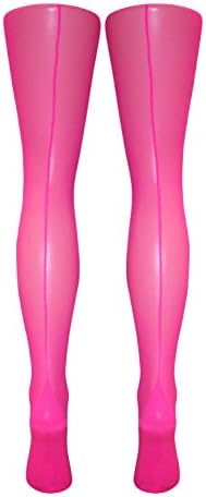 Sexy Burlesque Style Back Seamed Tights | Pink, Blue, Red, Purple (Bright Pink)