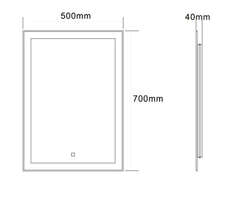 Badspiegel LED Spiegel GS084 mit Beleuchtung durch satinierte Lichtflächen Badezimmerspiegel Touch-Schalter (50 x 70 cm) - 5
