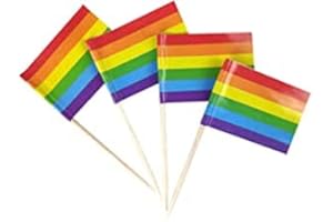 SHINEKOO 100 palillos de dientes con bandera gay del orgullo arcoíris, banderas para cupcakes, decoración de cócteles, alimentos, bares, pasteles, frutas (arcoíris)