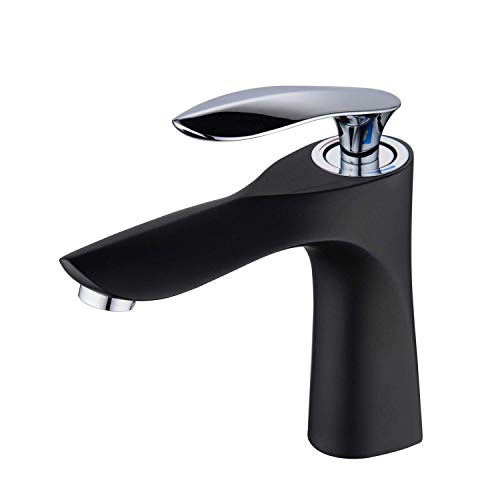 Miscelatore Lavabo Bagno Rubinetto per Lavabo Rubinetto Bagno Lavabo Rubinetto Miscelatore Monocomando Lavandino Bagno Acqua Fredda e Calda,Nero opaco