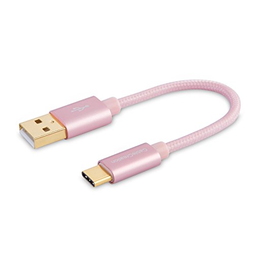 USB Typ C Kabel, cablecreation kurz 0,8 FT geflochten Typ C (usb-c) zu Standard USB-A-Kabel für Nexus 5 x/6P, OnePlus, das neue MacBook 12 Zoll, Lumia 950/950 X L & More, rose gold [Neue Version 56 K Ohm Widerstand]