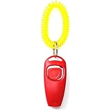 „2in1 Klicker und Hundepfeife“ - Hunde Clicker - Haustier : Hunde, Katze Pfeife, Hundeclicker Clickertraining, Erziehungshilfe Hundeerziehung, Ausbildung von Hunden & Schlüsselring & Handschlaufe (Rot)