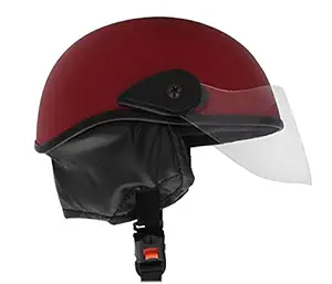 Western Era Stylish Lovable Half Face Helmet for Kids || Baby Safety and Comfort || (3-12 Years) (Red Matte)