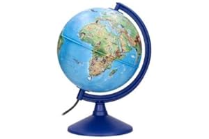OLIVERIK Globo terraqueo con luz fisico y politico con animales diametro 20 cm. Esfera con luz física y política de 20 cm de diámetro. Contiene los animales más característicos de cada lugar.