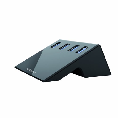 Ultron 4 Port USB3.0 Hub im kratzfestes Hartplastik ergonomische Gehäuse, mit aktiv energiesparendes 5V/4A Netzteil