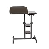 mesa de trabajo acero inoxidable con ruedas Estación de trabajo móvil en ruedas: la mesa se puede mover con ruedas que se pueden deslizar debajo de la cama del sofá, mesa perfecta para salón dormitorio para disfrutar de su tiempo de ocio.