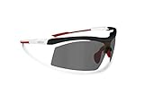 Occhiali Ciclismo Bici MTB Running Golf Nautica - Occhiali Fotocromatici Polarizzati Ergonomici - peso 19gr. by Snatch Italy (Nero Opaco / Bianco Shiny / Red, Fotocromatica Polarizzata)