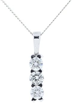 Precious Jewels UK - DIAMOND Trilogy Pendant 0.48ct D SI 18ct White Gold. Cert By AGI. FREE Ship