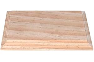 INNSPIRO Peana madera de pino macizo rectangular inf. 18x11cm. sup. 16x9cm. alt. 1,5cm. Base de madera para pintar, decorar y hacer manualidades.