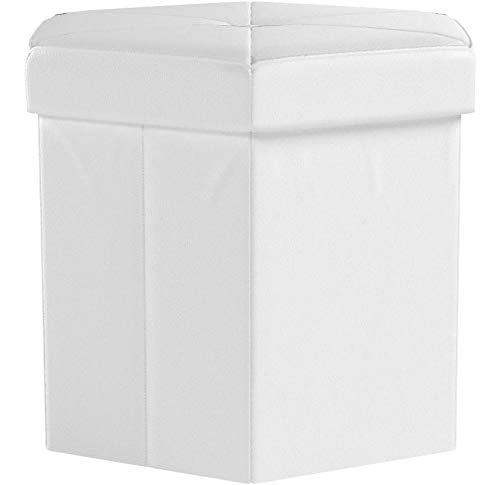 Relaxdays Faltbarer Sitzhocker sechseckig mit Stauraum und Deckel zum Abnehmen HBT: 38 x 42 x 42 cm Sitzwürfel aus Kunstleder Hocker zum Falten und Verstauen Sitzbank und Sitzgelegenheit, weiß - 7