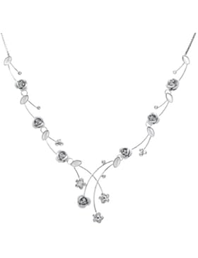 Glamorousky Elegante Rose Halskette Mit Silbernen Austrian Elements -Kristallen Und Kristallglas (965)