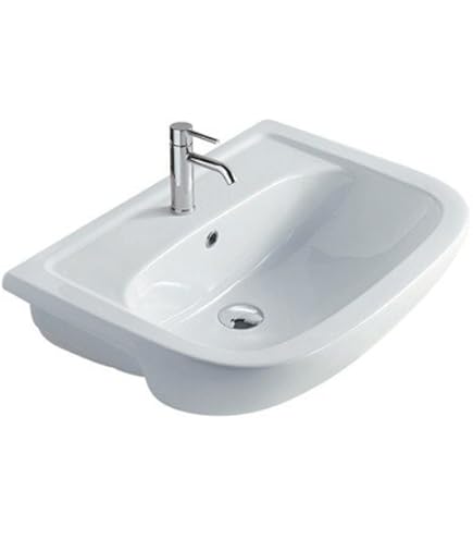 Lavandino Apollo Semi Incasso - Ceramica Bianca, Misura 66x49 Cm, Per Bagno Moderno - Foto 8