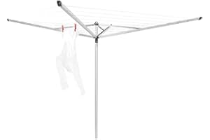 Brabantia 323201 Essential Séchoir Extérieur 40 m + Douille Plastique + Housse de Protection Gris 189 x 189 x 190 cm