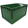 Colour Coded Euro Plastic Stacking Industrial Storage Containers Boxes Crates! (66 Litre - L 600 x W 400 x H 320mm, Green)