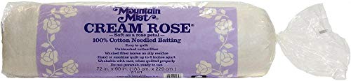 Mountain Mist Cream Rose Cotton Needlepunch Batting-Twin Size 72"X90" FOB: MI