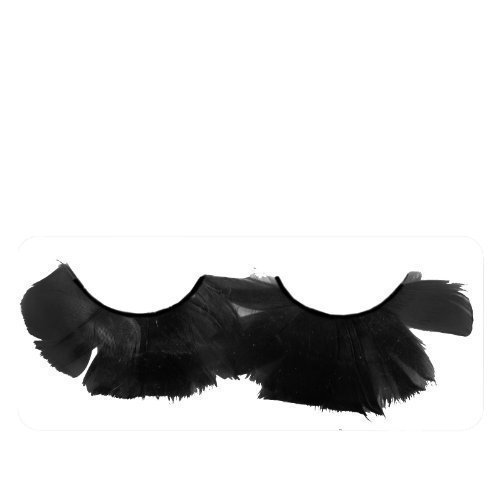 Runway Splash False Fake Fancy Dress Feather Long Soft Make UP Funky Fun Halloween Eyelashes[Style 8 Black Broad Feather,]