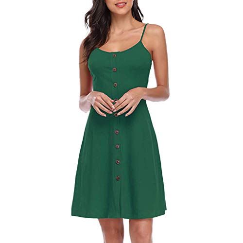 Robe Femme Chic,Daysing Femmes Sexy Impression Boutons De L'éPaule Robe sans Manches ÉTé Nouvelle Fille Sangle Robe LittéRaire Banquet De Plage Sexy Audrey Hepburn pin-up Robe de soirée Cocktail
