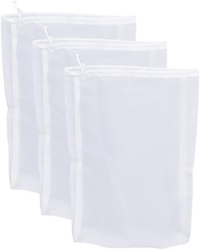 Therpin Reusable Nylon Fine Mesh Food Strainer Bag, All Purpose Food Grade Filter for Almond Milk, Coffee, Home Brewing, Hop, Juice (32cm x 22cm, 3 Pcs)