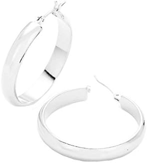 Jewellery Ant Hony Top Width Small Creole Hoop 14 K Carat Carat White Gold Plated Earrings Anti-allergic 3 cm 5 mm Wide