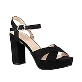  Elara Damen Pumps  Bequeme Peep-Toe Pumps  Trendige Plateau High Heels  Chunkyrayan YL96094 Black-38