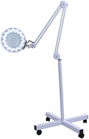 Facial Magnifying Lamp 5X Diopter Magnifier Rolling Floor Stand Adjustable Light for Skincare Beauty Manicure Tattoo Salon