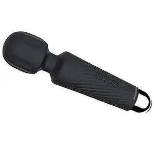 Dr Recommends Mini Wand Massager with 10 Magic Vibration Modes, Hand Held Waterproof Massager, Quiet and Rechargeable Massager, Silicone Sports Massager for Neck, Shoulder, Back, Legs- Black