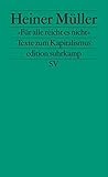 Image de »Für alle reicht es nicht«: Texte zum Kapitalismus (edition suhrkamp)